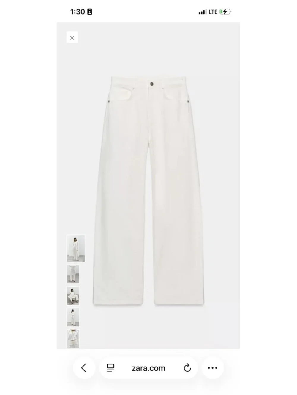 Zara Women's TRF Collection High-Waist Extra Wide-Leg Jeans White/Ecru Sz 26 4